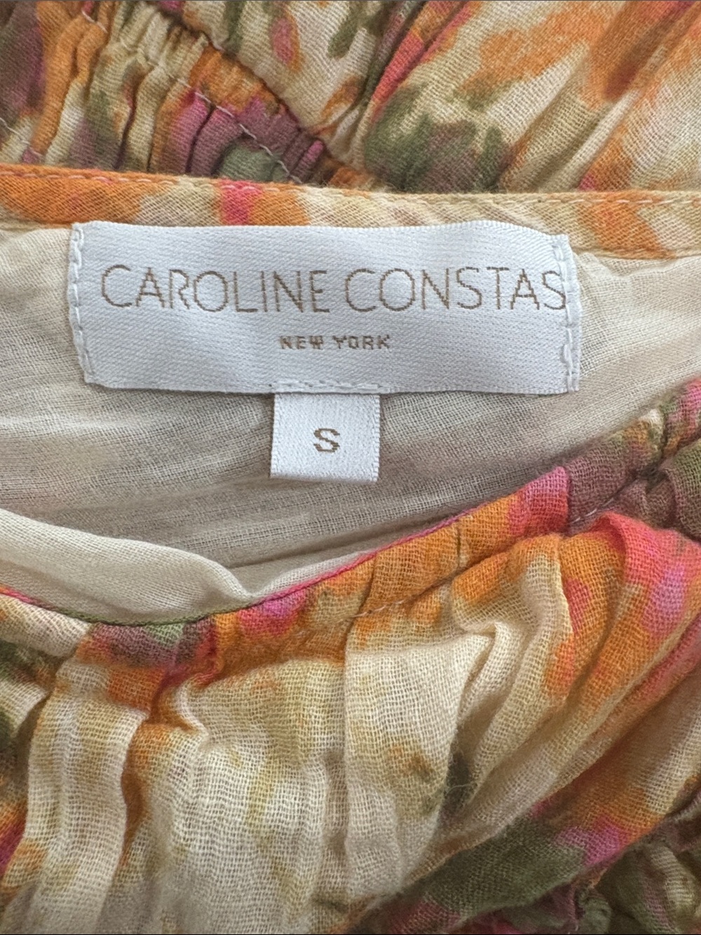 Caroline Constas BOHO / Olive & Orange Floral V-Neck Maxi Dress SIZE/S - Picture 3 of 11